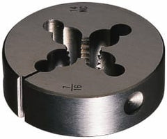 Cle-Line - #8-32 UNC Thread, 13/16" Outside Diam Carbon Steel Round Die - 1/4" Thick, Right Hand Thread, Adjustable - Exact Tooling