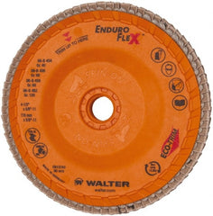 WALTER Surface Technologies - 80 Grit, 4-1/2" Disc Diam, 5/8-11 Center Hole, Flap Disc - Plastic Backing, Arbor Attaching System, Coated - Exact Tooling