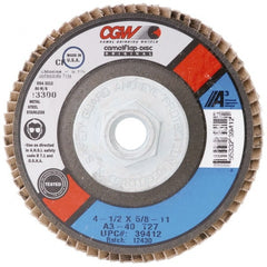 Camel Grinding Wheels - 120 Grit, 7" Disc Diam, 7/8" Center Hole, Type 29 Aluminum Oxide Flap Disc - 8,600 Max RPM, Polyester Backing, Arbor Attaching System, Coated - Exact Tooling
