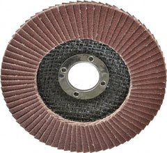 Camel Grinding Wheels - 60 Grit, 4-1/2" Disc Diam, 7/8" Center Hole, Type 29 Aluminum Oxide Flap Disc - 13,300 Max RPM, Polyester Backing, Arbor Attaching System, Coated - Exact Tooling