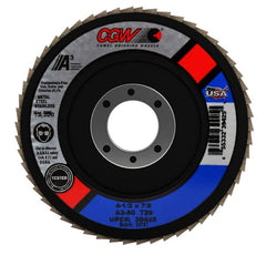 Camel Grinding Wheels - 80 Grit, 4-1/2" Disc Diam, 7/8" Center Hole, Type 29 Aluminum Oxide Flap Disc - 13,300 Max RPM, Polyester Backing, Arbor Attaching System, Coated - Exact Tooling