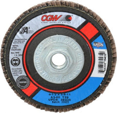 Camel Grinding Wheels - 80 Grit, 4-1/2" Disc Diam, 5/8-11 Center Hole, Type 29 Aluminum Oxide Flap Disc - 13,300 Max RPM, Polyester Backing, Arbor Attaching System, Coated - Exact Tooling