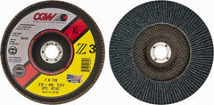 Camel Grinding Wheels - 40 Grit, 7" Disc Diam, 7/8" Center Hole, Type 27 Zirconia Alumina Flap Disc - 8,600 Max RPM, Poly Cotton Backing, Arbor Attaching System, Coated - Exact Tooling
