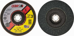 Camel Grinding Wheels - 80 Grit, 7" Disc Diam, 7/8" Center Hole, Type 27 Zirconia Alumina Flap Disc - 8,600 Max RPM, Poly Cotton Backing, Arbor Attaching System, Coated - Exact Tooling