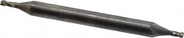 OSG - 3/64", 3/32" LOC, 1/8" Shank Diam, 1-1/2" OAL, 4 Flute, Solid Carbide Square End Mill - Double End, Uncoated, Spiral Flute, 30° Helix, Right Hand Cut, Right Hand Flute, Series 424 - Exact Tooling