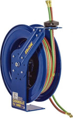 CoxReels - 24" Long x 10-1/4" Wide x 25-1/2" High, 1/4" ID, Spring Retractable Welding Hose Reel - 100' Hose Length, 200 psi Working Pressure, Hose Included - Exact Tooling