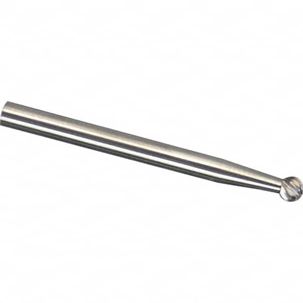 Made in USA - 6mm Cut Diam, 0.2362" Shank Diam, Ball Head Single Cut Burr - Carbide, 5mm LOC, 50mm OAL - Exact Tooling