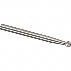 Made in USA - 6mm Cut Diam, 0.2362" Shank Diam, Ball Head Double Cut Burr - Carbide, 5mm LOC, 50mm OAL - Exact Tooling