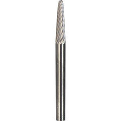 Made in USA - 6mm Cut Diam, 0.2362" Shank Diam, Cone Head Diamond Cut Burr - Carbide, 16mm LOC, 50mm OAL - Exact Tooling