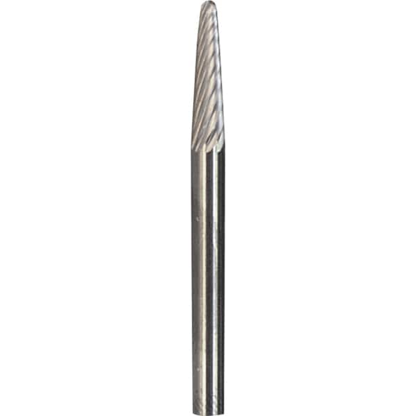 Made in USA - 6mm Cut Diam, 0.2362" Shank Diam, Cone Head Double Cut Burr - Carbide, 16mm LOC, 50mm OAL - Exact Tooling