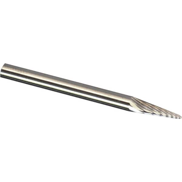 Made in USA - 6mm Cut Diam, 0.2362" Shank Diam, Cone Head Double Cut Burr - Carbide, 12.7mm LOC, 50mm OAL - Exact Tooling