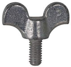 Value Collection - #10-24 Winged Shoulder Grade 32510 Iron Thumb Screw - 1-1/4" OAL, 1-1/16" Head Diam x 1/2" Head Height, Zinc-Plated Finish - Exact Tooling