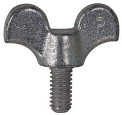 Value Collection - #10-24 Winged Shoulder Grade 32510 Iron Thumb Screw - 2" OAL, 1-1/16" Head Diam x 1/2" Head Height, Zinc-Plated Finish - Exact Tooling