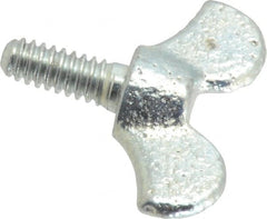 Value Collection - #10-24 Winged Shoulder Grade 32510 Iron Thumb Screw - 1" OAL, 1-1/16" Head Diam x 1/2" Head Height, Zinc-Plated Finish - Exact Tooling