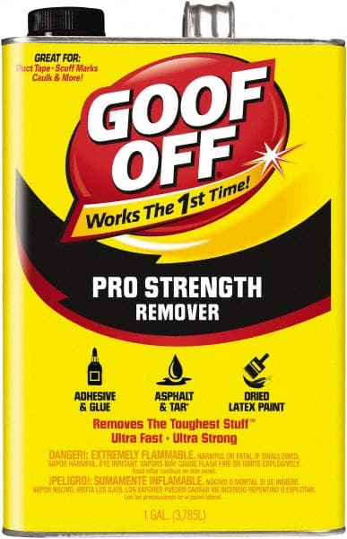 Goof Off - 1 Gal Can Adhesive Remover - Removes Caulk Residue, Chewing Gum, Crayon, Glue, Marker, Paint, Pen, Scuff Marks, Tar, Stickers & Tree Sap - Exact Tooling