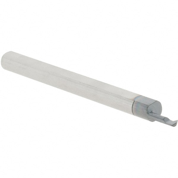 Scientific Cutting Tools - 0.15" Cutting Depth, 40 to 80 TPI, 0.06" Diam, Internal Thread, Solid Carbide, Single Point Threading Bar - AlTiN+ Finish, 1-1/2" OAL, 1/8" Shank Diam, 0.02" Projection from Edge, 60° Profile Angle - Exact Tooling