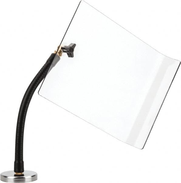 Flexbar - Plastic Flat with Curved Edge Base & Shield - 7-1/2" Wide x 10" Long x 1/8" Thick, 10" Arm Reach, Magnetic Base, For General Purpose Use - Exact Tooling