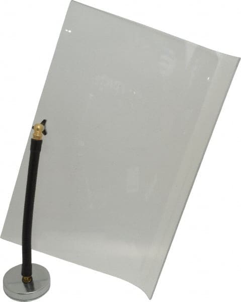 Flexbar - Plastic Flat with Curved Edge Base & Shield - 12" Wide x 16" Long x 1/8" Thick, 10" Arm Reach, Magnetic Base, For General Purpose Use - Exact Tooling