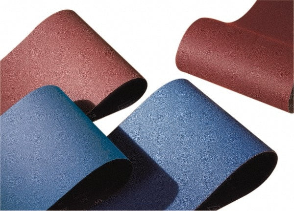 Norton - 37" Wide x 60" OAL, 50 Grit, Zirconia Alumina Abrasive Belt - Zirconia Alumina, Coarse, Coated, Y Weighted Cloth Backing, Wet/Dry, Series R824 - Exact Tooling