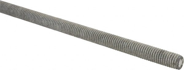 Made in USA - 1/2-13 UNC (Coarse), 2' Long, Low Carbon Steel Threaded Rod - Hot-Dipped Galvanized Finish, Right Hand Thread - Exact Tooling