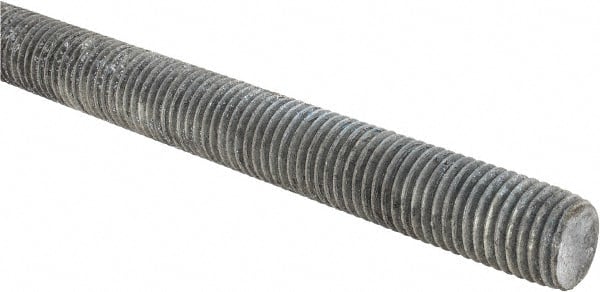 Made in USA - 7/8-9 UNC (Coarse), 2' Long, Low Carbon Steel Threaded Rod - Hot-Dipped Galvanized Finish, Right Hand Thread - Exact Tooling