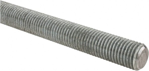 Made in USA - 1-8 UNC (Coarse), 2' Long, Low Carbon Steel Threaded Rod - Hot-Dipped Galvanized Finish, Right Hand Thread - Exact Tooling