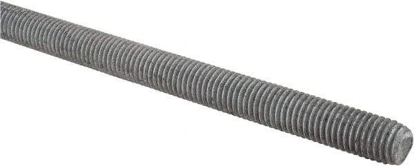 Made in USA - 5/8-11 UNC (Coarse), 6' Long, Low Carbon Steel Threaded Rod - Hot-Dipped Galvanized Finish, Right Hand Thread - Exact Tooling
