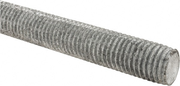 Made in USA - 7/8-9 UNC (Coarse), 6' Long, Low Carbon Steel Threaded Rod - Hot-Dipped Galvanized Finish, Right Hand Thread - Exact Tooling