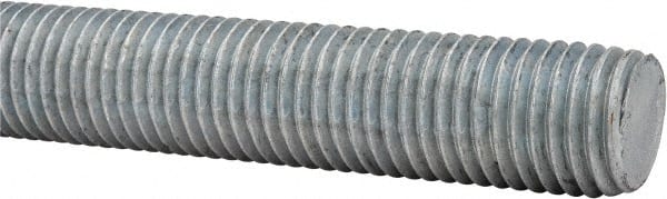 Made in USA - 1-8 UNC (Coarse), 6' Long, Low Carbon Steel Threaded Rod - Hot-Dipped Galvanized Finish, Right Hand Thread - Exact Tooling