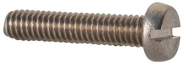 Value Collection - M2.5x0.45 Metric Coarse, 12mm Length Under Head Slotted Drive Machine Screw - Fillister Head, Grade 18-8 & A2 Stainless Steel, Uncoated, Without Washer - Exact Tooling