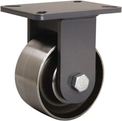Hamilton - 6" Diam x 3" Wide x 8" OAH Top Plate Mount Rigid Caster - Forged Steel, 3,500 Lb Capacity, Tapered Roller Bearing, 5-1/4 x 7-1/4" Plate - Exact Tooling