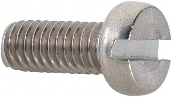 Value Collection - M4x0.70 Metric Coarse, 10mm Length Under Head Slotted Drive Machine Screw - Fillister Head, Grade 18-8 & A2 Stainless Steel, Uncoated, Without Washer - Exact Tooling