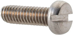Value Collection - M4x0.70 Metric Coarse, 12mm Length Under Head Slotted Drive Machine Screw - Fillister Head, Grade 18-8 & A2 Stainless Steel, Uncoated, Without Washer - Exact Tooling