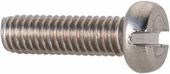 Value Collection - M4x0.70 Metric Coarse, 14mm Length Under Head Slotted Drive Machine Screw - Fillister Head, Grade 18-8 & A2 Stainless Steel, Uncoated, Without Washer - Exact Tooling