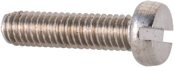 Value Collection - M4x0.70 Metric Coarse, 16mm Length Under Head Slotted Drive Machine Screw - Fillister Head, Grade 18-8 & A2 Stainless Steel, Uncoated, Without Washer - Exact Tooling