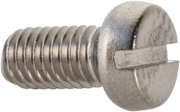 Value Collection - M5x0.80 Metric Coarse, 10mm Length Under Head Slotted Drive Machine Screw - Fillister Head, Grade 18-8 & A2 Stainless Steel, Uncoated, Without Washer - Exact Tooling