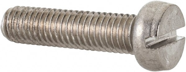 Value Collection - M5x0.80 Metric Coarse, 20mm Length Under Head Slotted Drive Machine Screw - Fillister Head, Grade 18-8 & A2 Stainless Steel, Uncoated, Without Washer - Exact Tooling