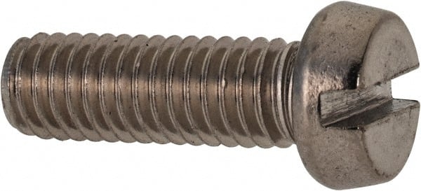 Value Collection - M6x1.00 Metric Coarse, 18mm Length Under Head Slotted Drive Machine Screw - Fillister Head, Grade 18-8 & A2 Stainless Steel, Uncoated, Without Washer - Exact Tooling