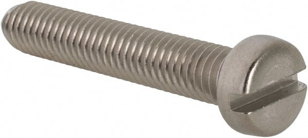 Value Collection - M6x1.00 Metric Coarse, 35mm Length Under Head Slotted Drive Machine Screw - Fillister Head, Grade 18-8 & A2 Stainless Steel, Uncoated, Without Washer - Exact Tooling