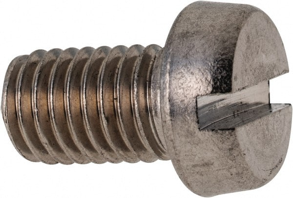 Value Collection - M10x1.50 Metric Coarse, 16mm Length Under Head Slotted Drive Machine Screw - Fillister Head, Grade 18-8 & A2 Stainless Steel, Uncoated, Without Washer - Exact Tooling
