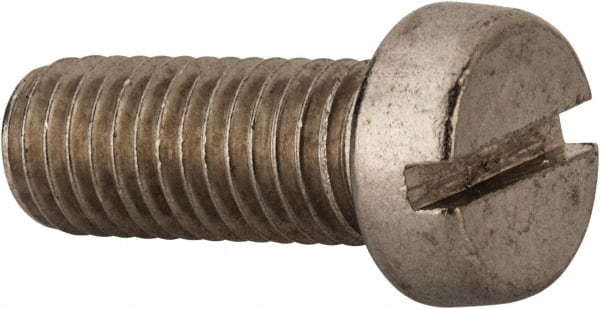 Value Collection - M10x1.50 Metric Coarse, 25mm Length Under Head Slotted Drive Machine Screw - Fillister Head, Grade 18-8 & A2 Stainless Steel, Uncoated, Without Washer - Exact Tooling