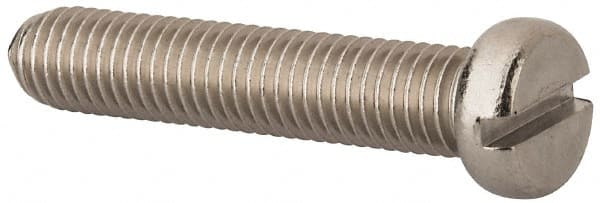 Value Collection - M10x1.50 Metric Coarse, 50mm Length Under Head Slotted Drive Machine Screw - Fillister Head, Grade 18-8 & A2 Stainless Steel, Uncoated, Without Washer - Exact Tooling