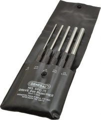 General - 5 Piece, 1/8 to 3/8", Pin Punch Set - Comes in Vinyl Case - Exact Tooling