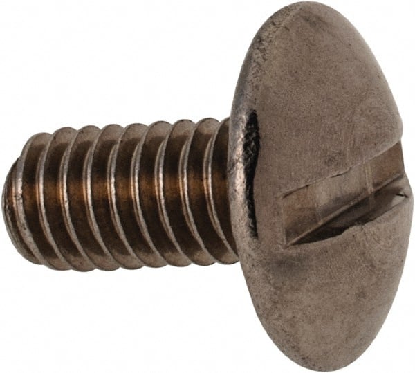 Value Collection - M4x0.70 Metric Coarse, 8mm Length Under Head Slotted Drive Machine Screw - Truss Head, Grade 18-8 & A2 Stainless Steel, Uncoated, Without Washer - Exact Tooling
