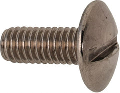 Value Collection - M4x0.70 Metric Coarse, 10mm Length Under Head Slotted Drive Machine Screw - Truss Head, Grade 18-8 & A2 Stainless Steel, Uncoated, Without Washer - Exact Tooling