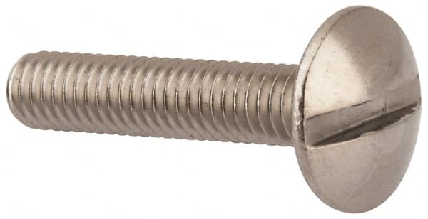 Value Collection - M4x0.70 Metric Coarse, 20mm Length Under Head Slotted Drive Machine Screw - Truss Head, Grade 18-8 & A2 Stainless Steel, Uncoated, Without Washer - Exact Tooling