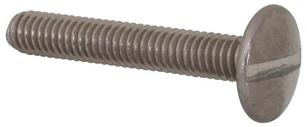 Value Collection - M4x0.70 Metric Coarse, 25mm Length Under Head Slotted Drive Machine Screw - Truss Head, Grade 18-8 & A2 Stainless Steel, Uncoated, Without Washer - Exact Tooling