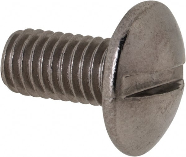 Value Collection - M5x0.80 Metric Coarse, 10mm Length Under Head Slotted Drive Machine Screw - Truss Head, Grade 18-8 & A2 Stainless Steel, Uncoated, Without Washer - Exact Tooling