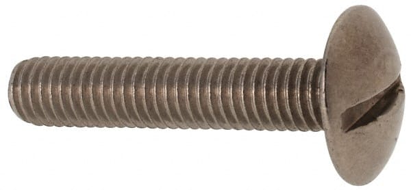 Value Collection - M5x0.80 Metric Coarse, 25mm Length Under Head Slotted Drive Machine Screw - Truss Head, Grade 18-8 & A2 Stainless Steel, Uncoated, Without Washer - Exact Tooling