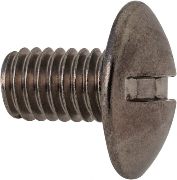 Value Collection - M6x1.00 Metric Coarse, 10mm Length Under Head Slotted Drive Machine Screw - Truss Head, Grade 18-8 & A2 Stainless Steel, Uncoated, Without Washer - Exact Tooling